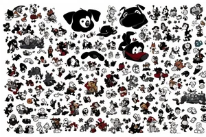 Up, Lilo & Stitch, Fox & Hound, 101 Dalmatians, Dumbo, Toy Story, Monsters Inc, Winnie the pooh with friends tattoo idea