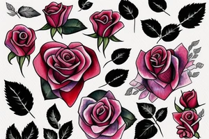 Rose with a heart in the the bud tattoo idea