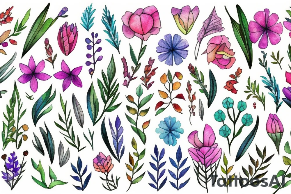 Wildflowers around a triangle tattoo idea
