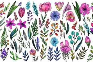 Wildflowers around a triangle tattoo idea