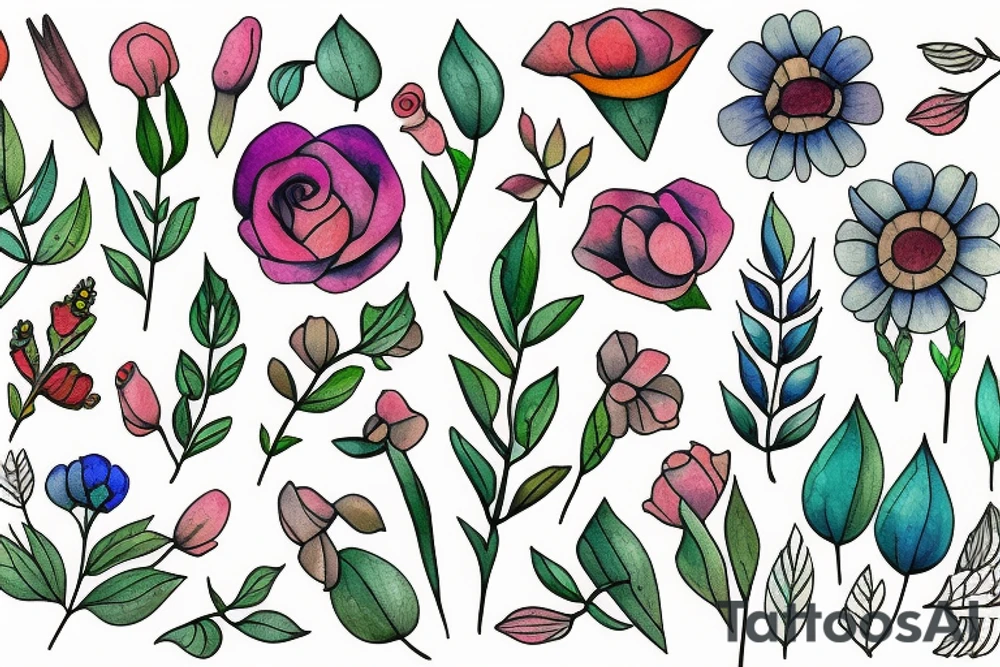 Wildflowers around a triangle tattoo idea