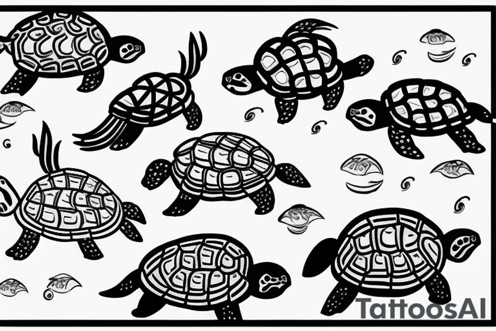 Turtles swimming tattoo idea