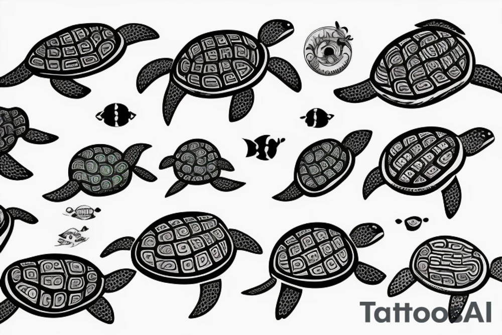Turtles swimming tattoo idea