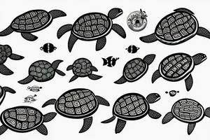 Turtles swimming tattoo idea