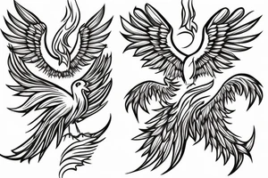 A phoenix rising from a field of forget-me-nots tattoo idea