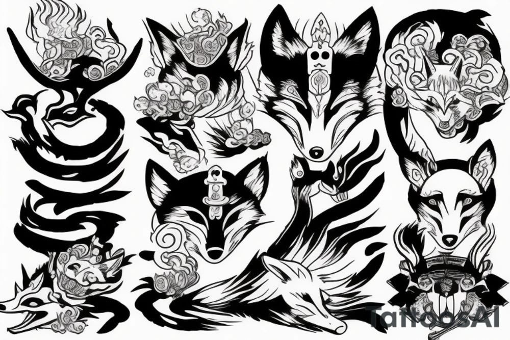 japan, fox, spirit, samurai, japanese temple tattoo idea