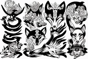 japan, fox, spirit, samurai, japanese temple tattoo idea