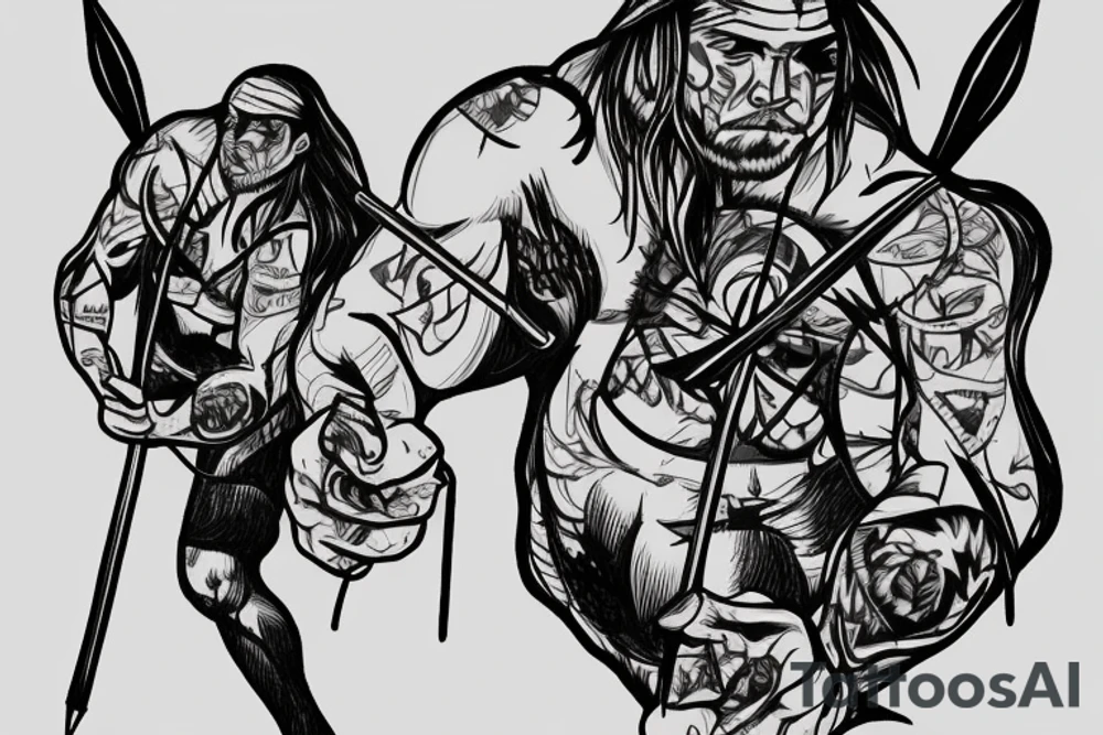 crossing spears to  show always together as brothers tattoo idea
