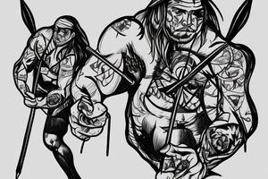 crossing spears to  show always together as brothers tattoo idea