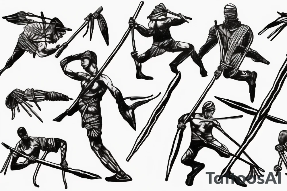 crossing spears to  show always together as brothers in arms tattoo idea