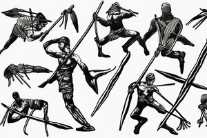 crossing spears to  show always together as brothers in arms tattoo idea