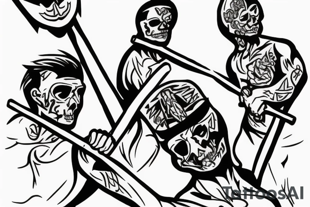 crossing spears to  show always together as brothers in arms tattoo idea