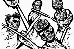 crossing spears to  show always together as brothers in arms tattoo idea