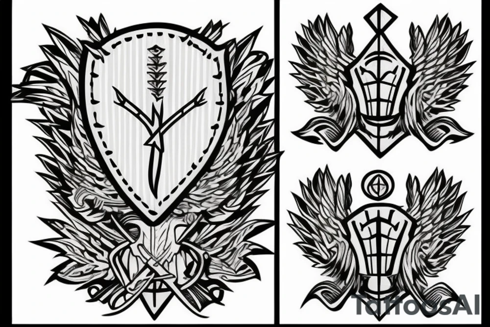 crossing spear over a shield tattoo idea