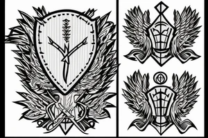 crossing spear over a shield tattoo idea