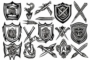 crossing spear over a shield tattoo idea