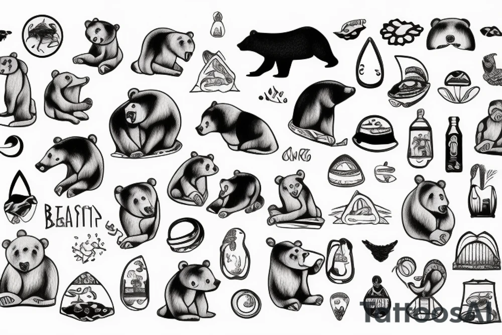 bear at the beach tattoo idea