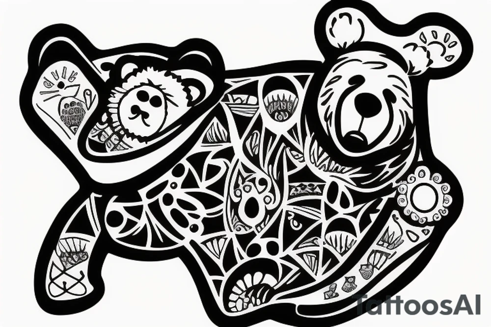 bear at the beach tattoo idea