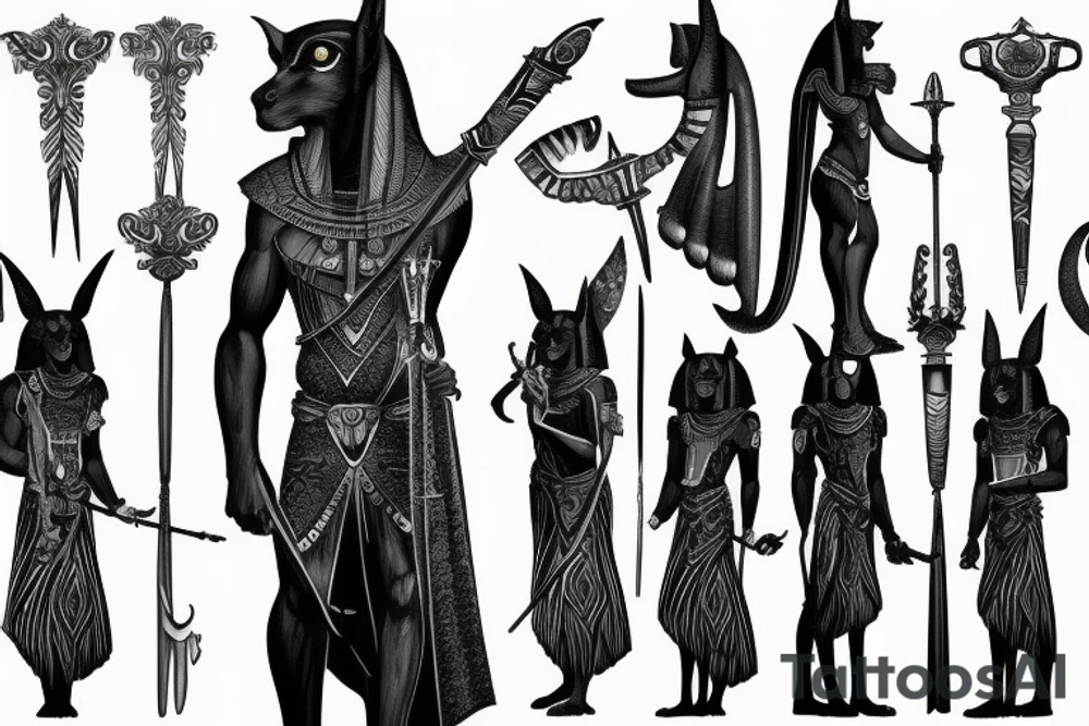 Anubis standing with his scepter tattoo idea