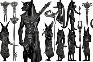 Anubis standing with his scepter tattoo idea
