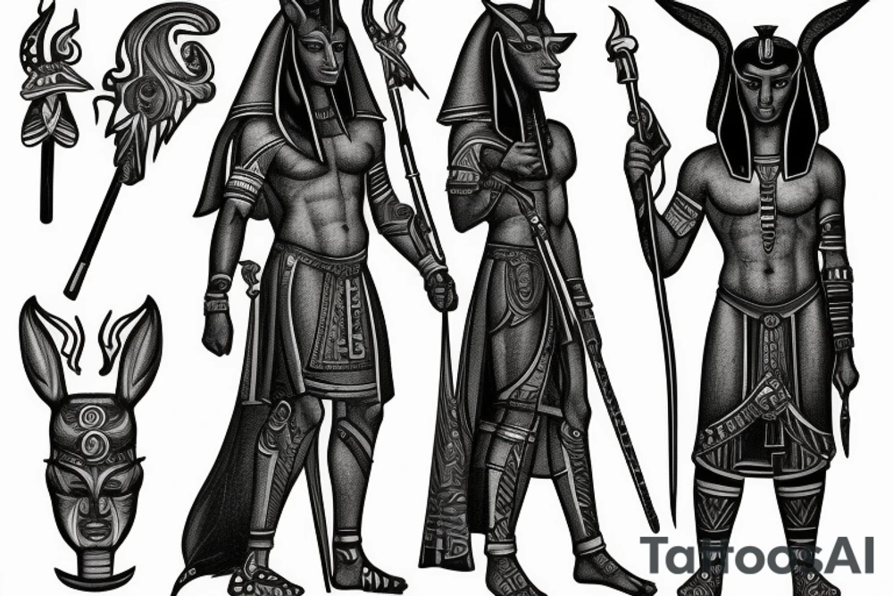 Anubis standing with his scepter tattoo idea