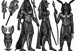 Anubis standing with his scepter tattoo idea