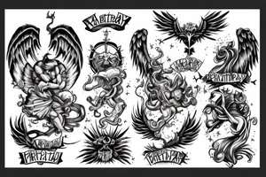 About my life, birthday 10-12, lucky number 9, Aquarius, angel fighting demons in real world tattoo idea