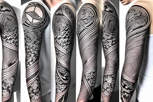 full sleeve tattoo in the style of Suminagashi tattoo idea