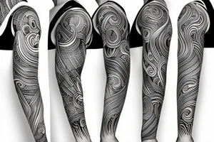 full sleeve tattoo in the style of Suminagashi tattoo idea