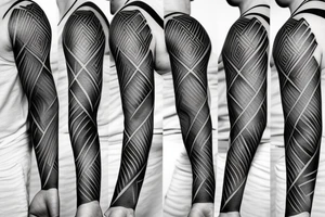 full sleeve tattoo in the style of geometry and minimalism tattoo idea