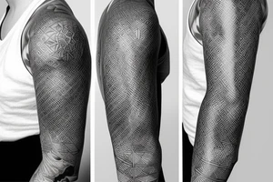 full sleeve tattoo in the style of geometry and minimalism tattoo idea