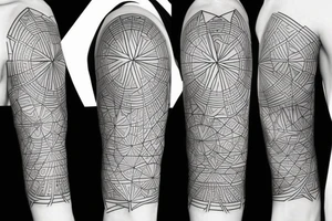 full sleeve tattoo in the style of geometry and minimalism tattoo idea