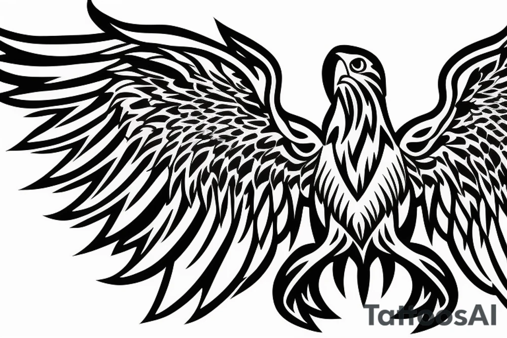 traditional style eagle with wings out and about to land. star outlines behind eagle. lightly shading, not too detailed, but heavy outlines tattoo idea