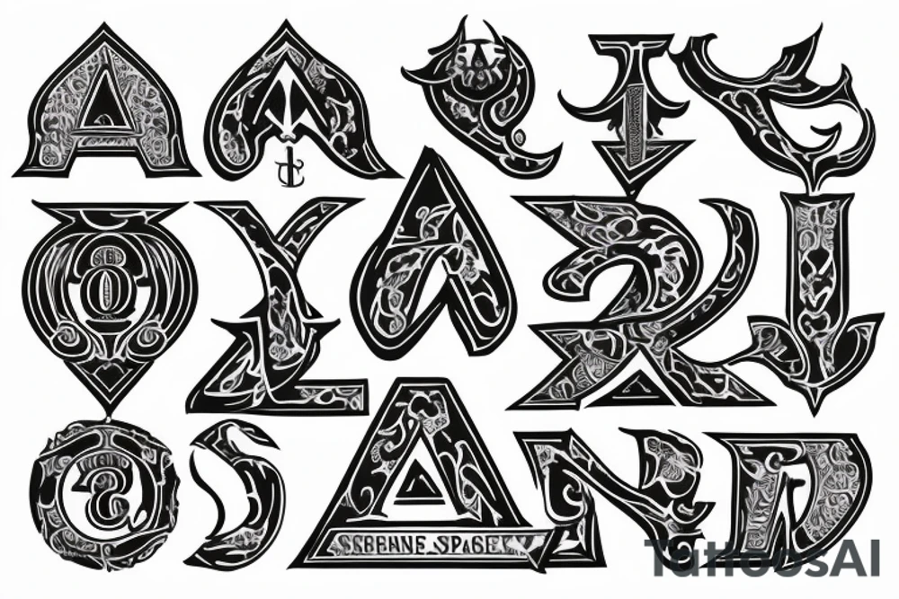 Ace of spades with the letter A in it with detailing design with an idea of success and prosperity tattoo idea