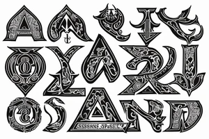 Ace of spades with the letter A in it with detailing design with an idea of success and prosperity tattoo idea