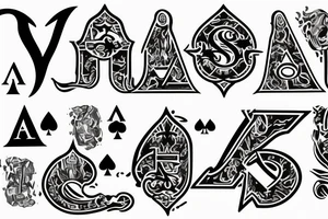Ace of spades with the letter A in it with detailing design with an idea of success and prosperity tattoo idea