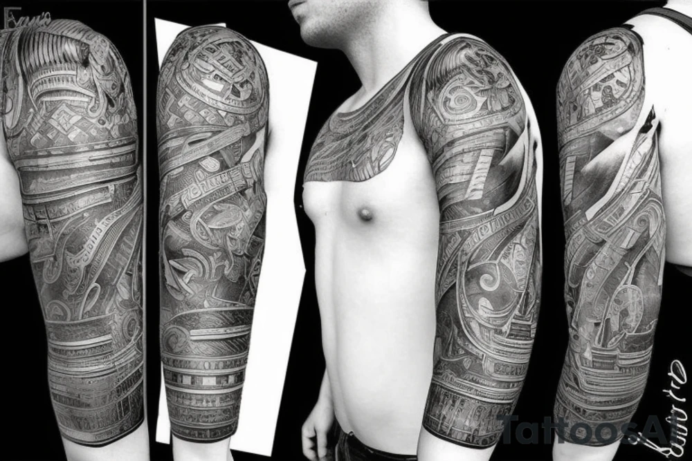 Shoulder armor sleeve tattoo idea