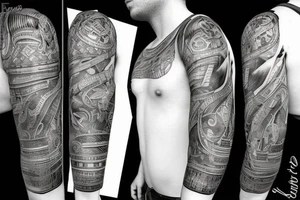 Shoulder armor sleeve tattoo idea