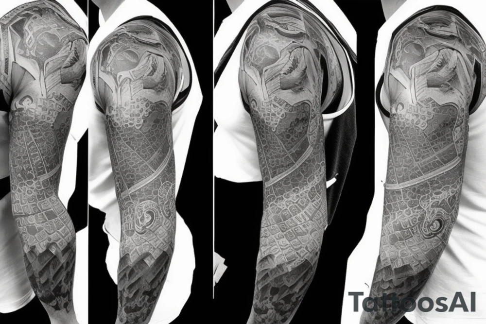 Shoulder armor sleeve tattoo idea