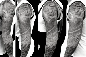 Shoulder armor sleeve tattoo idea