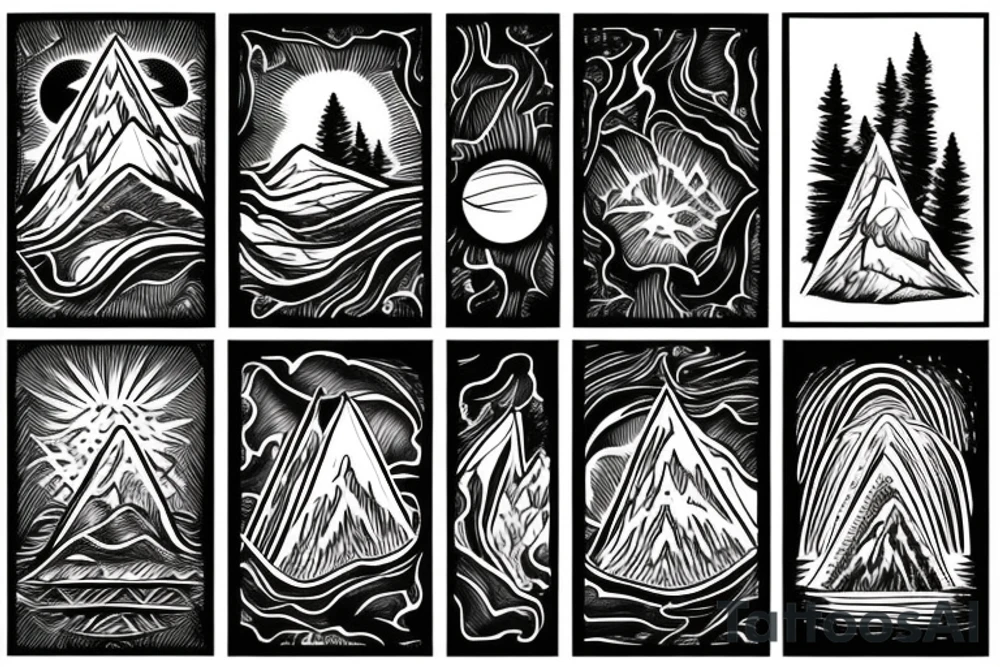 Mountain with skies tattoo idea