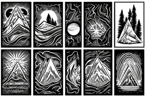Mountain with skies tattoo idea