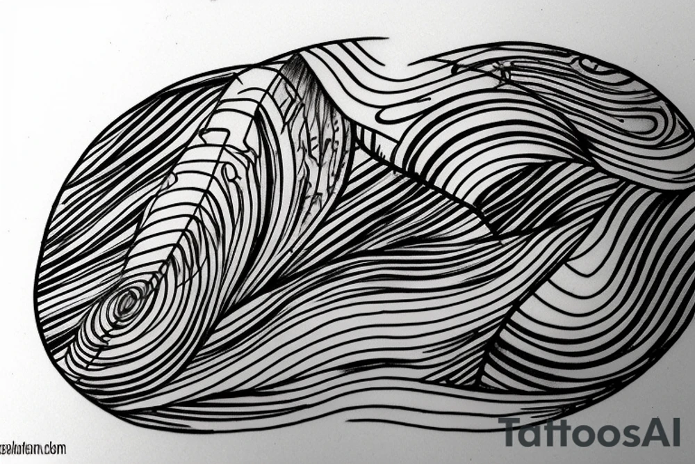 Mountain sketch without filling, only contur. Inside of circle shape tattoo idea