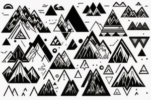 Mountain sketch without filling, only contur. Inside of triangle
 shape tattoo idea