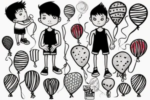 Boy with balloons in hand tattoo idea