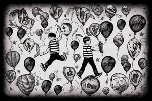 Boy with balloons in hand tattoo idea