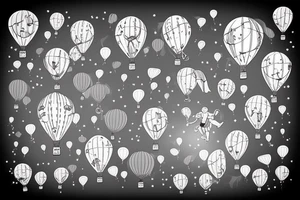 Boy flying  with balloons in hand tattoo idea