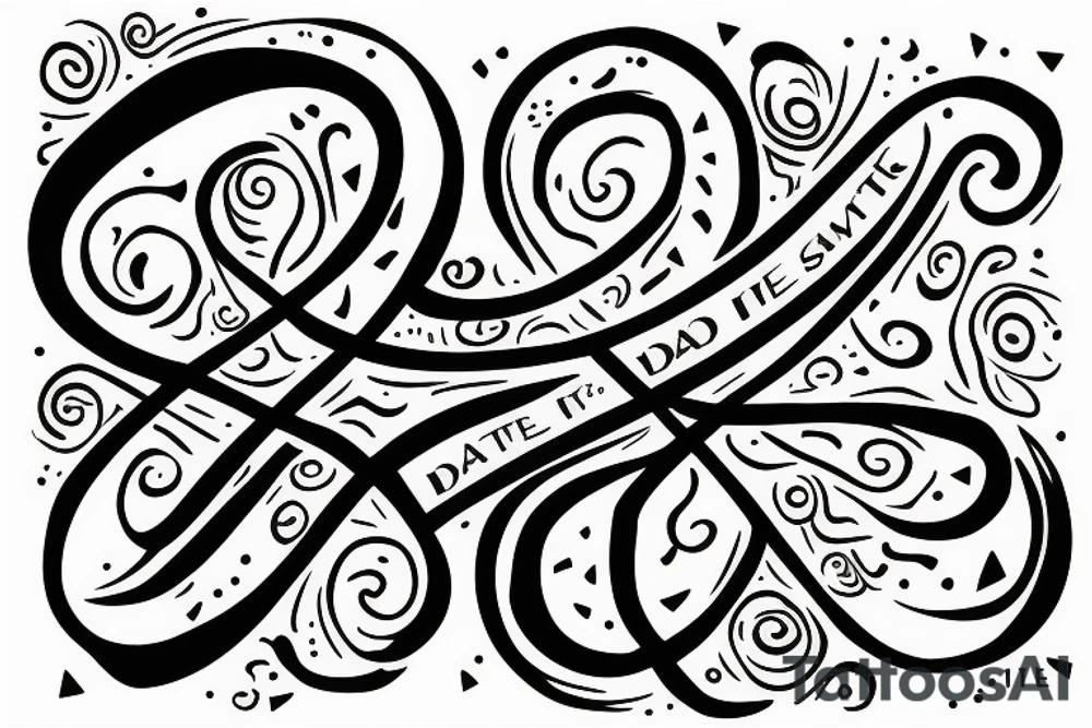 Infinity symbol with dad text with date 11-1-20 tattoo idea
