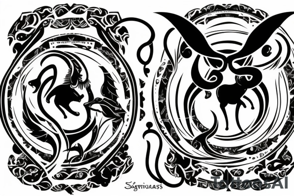Saggitarius capricorn taurus cancer full back tattoo idea
