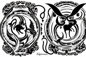 Saggitarius capricorn taurus cancer full back tattoo idea